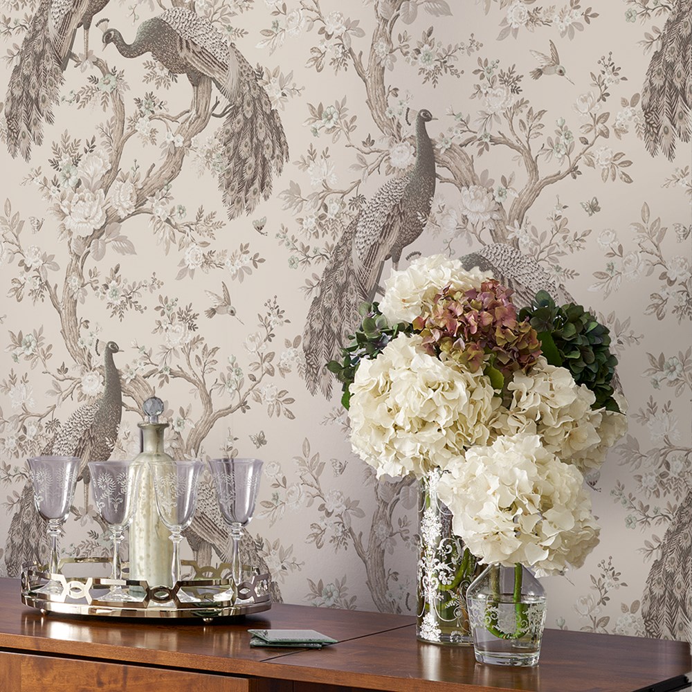 Belvedere Wallpaper 113399 by Laura Ashley in Soft Truffle Brown